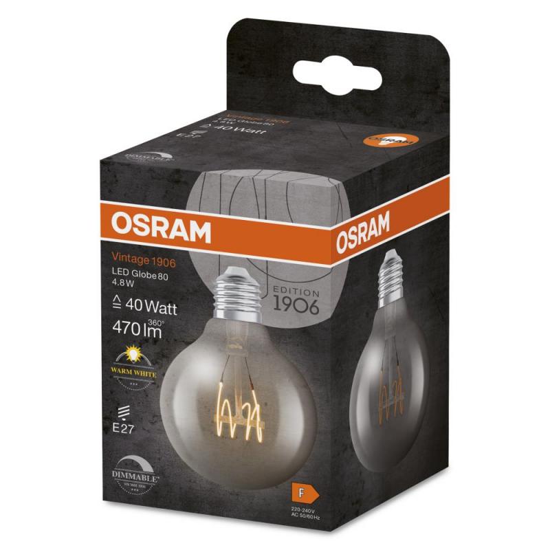 OSRAM LED VINTAGE E27 Glühlampe Globe 80 dimmbar 4,8W wie 40W warmweißes gemütliches Licht